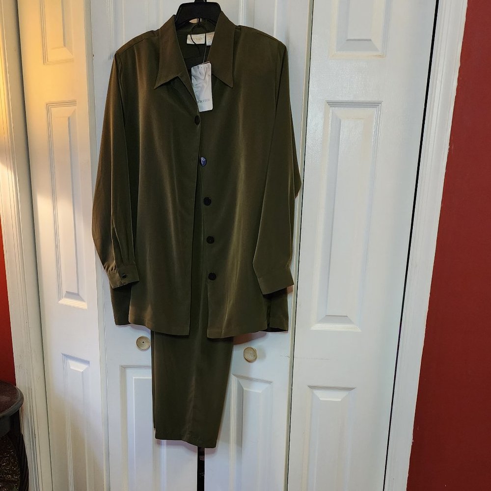 Christie and Jill Shirt Two Piece Sets High Waist Wide Leg Pants Suit Casual Ele - Picture 9 of 15
